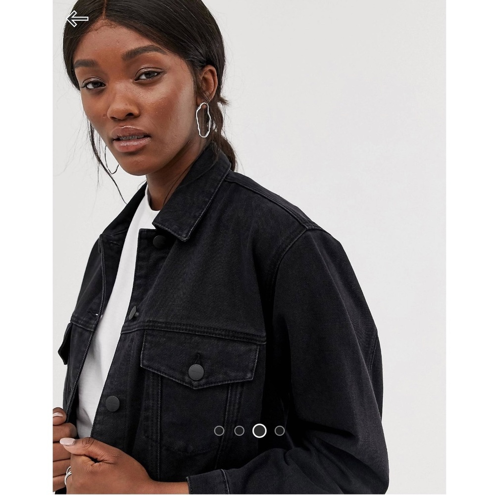 Only by Asos oversized black denim jacket, size 34 (small)